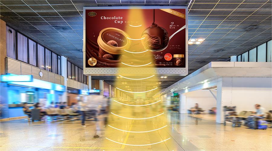 廣告數(shù)字標(biāo)牌定向音響,定向發(fā)聲示意圖